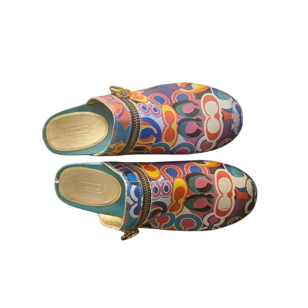 Coach Multicolor C Monogram Clog Mules Platform H… - image 1